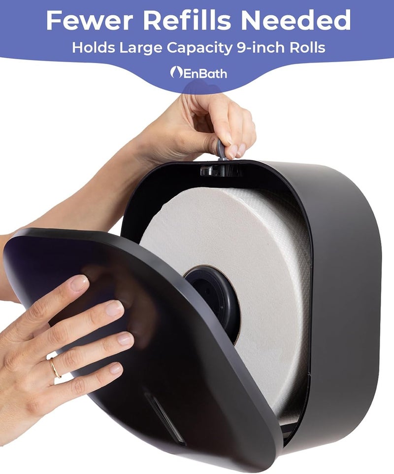 EnBath Jumbo Toilet Paper Dispenser - Commercial Toilet Paper Holder Wall Mount for Large 9-inch Rolls - Durable ABS: Waterproof and Scratch Resistant (Dispensador de Papel Higienico) by - Image 4
